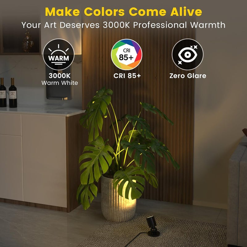 TobeBright Mini LED Spotlight with Remote Control, Dimmable Small Spot Lights Indoor Plug in, Wired Spotlights for Displays Art Model Plant Picture (Warm White-2 Lights in 1 Plug) - Image 5